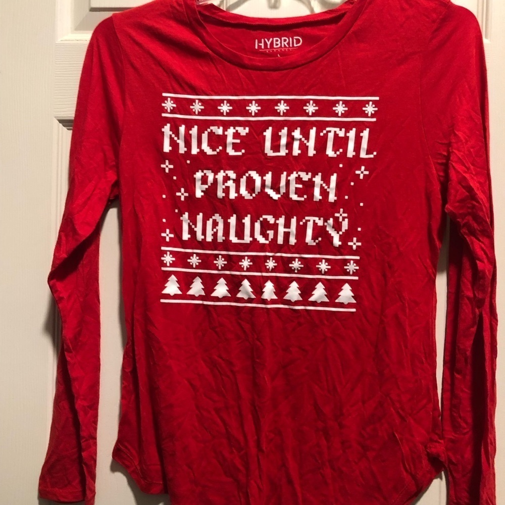 🎄 Nice Until Proven Naughty Holiday Christmas Shirt, size Large